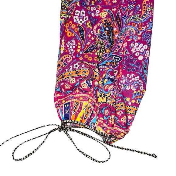 EUC Etro Italian Made Micro-Floral Cotton Peasant Blouse Pink Floral Size 42 - Picture 7 of 11